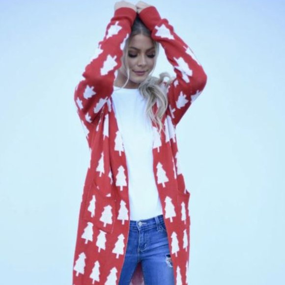 Red & White Christmas Cardigan - Picture 2 of 5
